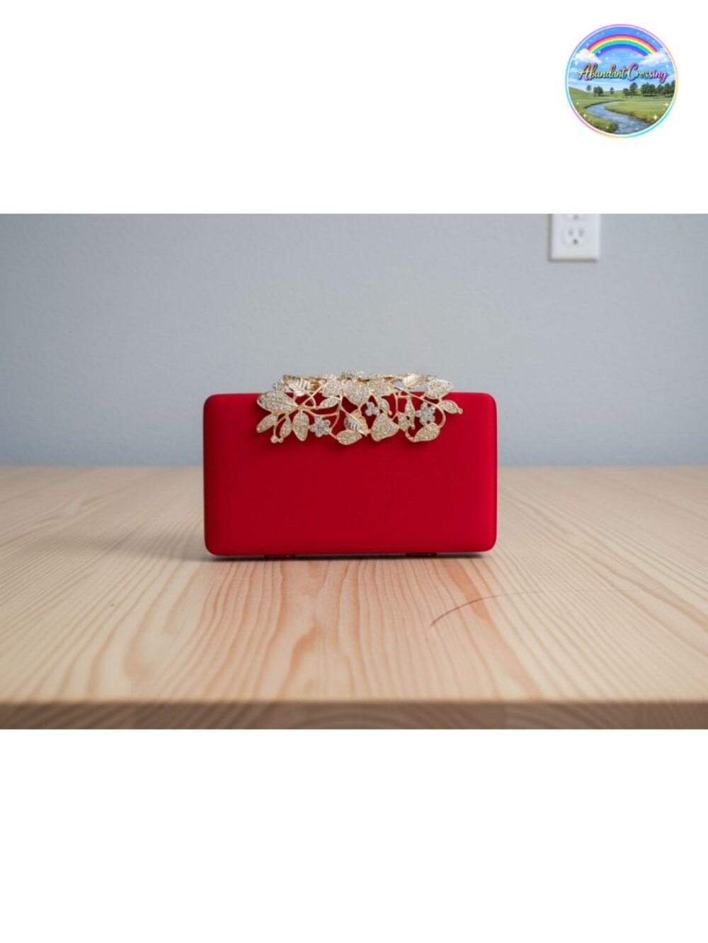 Velvet Evening Clutch with Flower Closure Rhinestone Crystal Bag